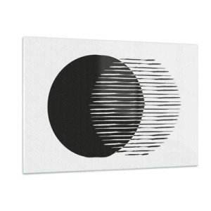 Cuadro sobre vidrio - Impresiones sobre Vidrio - Una forma minimalista de dos círculos que se intersecan. - 120x80cm - Su alter ego - Decoración de pared moderna para salón y dormitorio ARTTOR