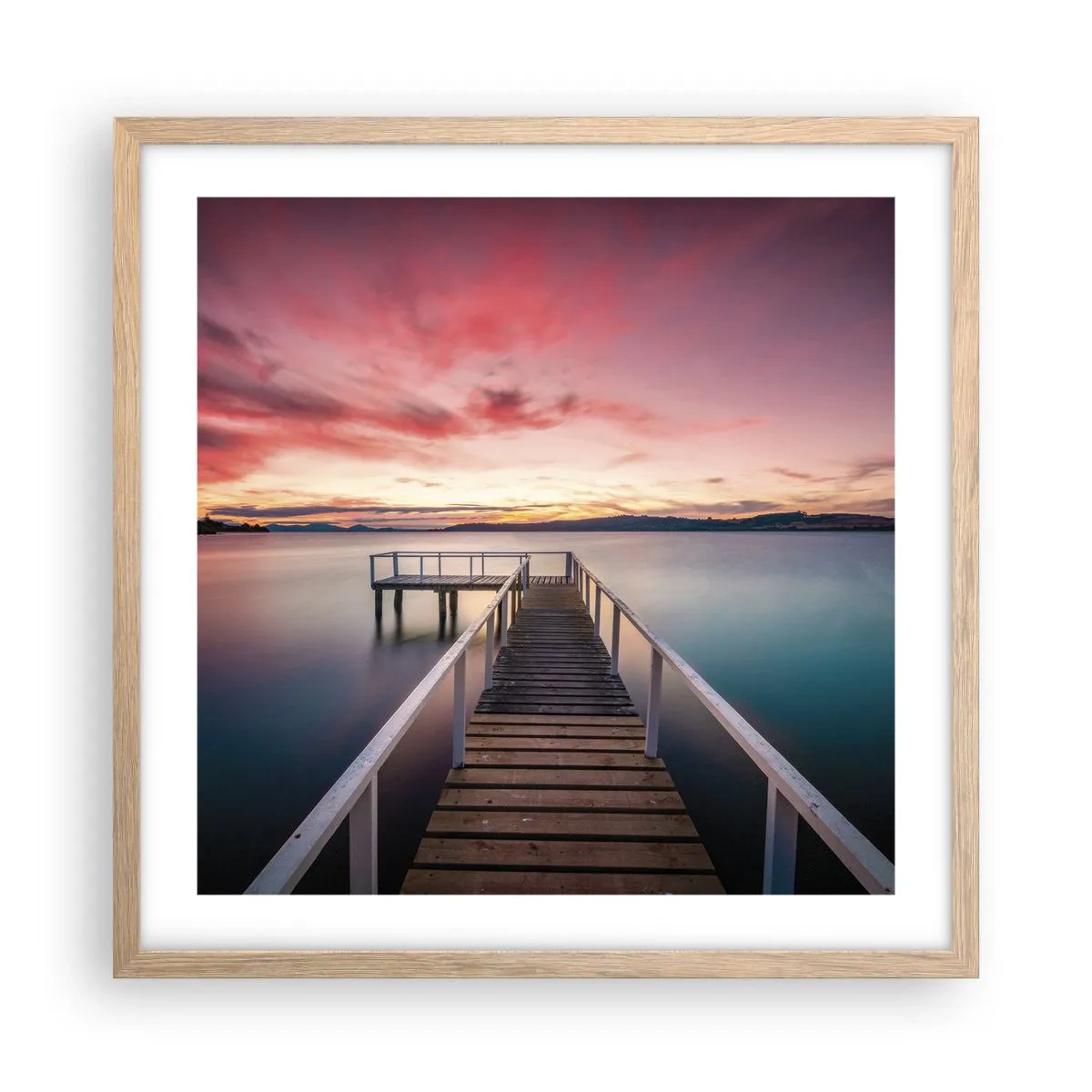 Póster en marco roble claro - La suave llama del atardecer - 50x50 cm