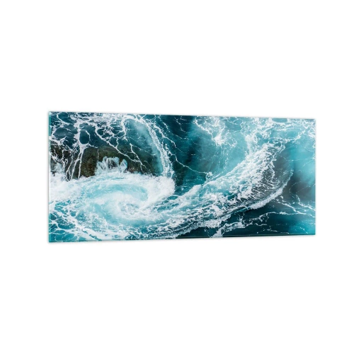 Cuadro sobre vidrio - Impresiones sobre Vidrio - Remolino oceánico dinámico - 120x50cm - Torbellino al núcleo de la Tierra - Decoración de pared moderna para salón y dormitorio ARTTOR