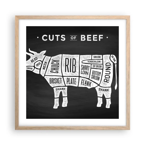 Póster en marco roble claro - Manual del carnicero - 50x50 cm
