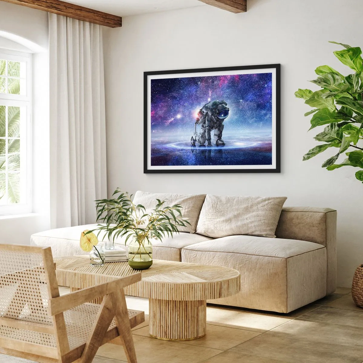 Póster en marco negro - Cielo estrellado sobre mí - 50x40 cm