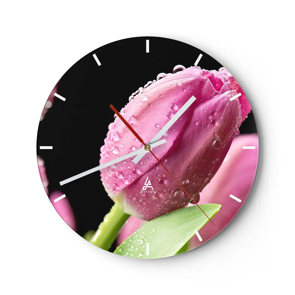 Reloj de pared - Reloj de vidrio - Un sueño de lilas en el rocío - 40x40 cm