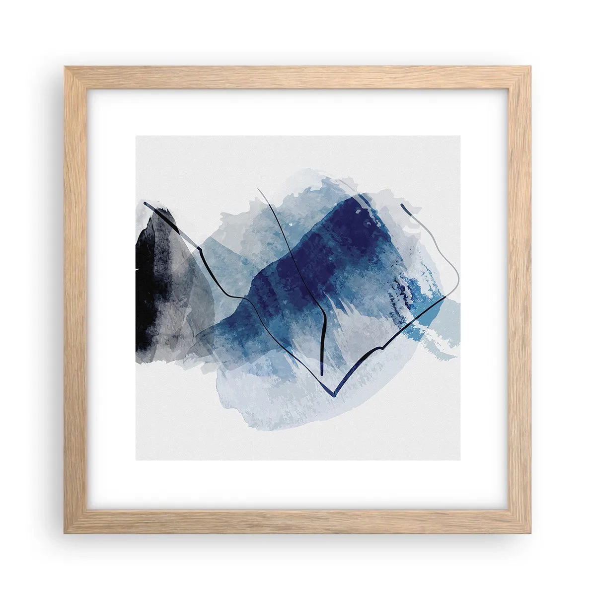 Póster en marco roble claro - Montaña helada - 30x30 cm