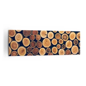 Cuadro sobre lienzo - Impresión de Imagen - Patrón elaborado a partir de secciones transversales de troncos de madera. - 160x50cm - ¿Qué edad tengo? - Decoración de pared moderna para salón y dormitorio ARTTOR