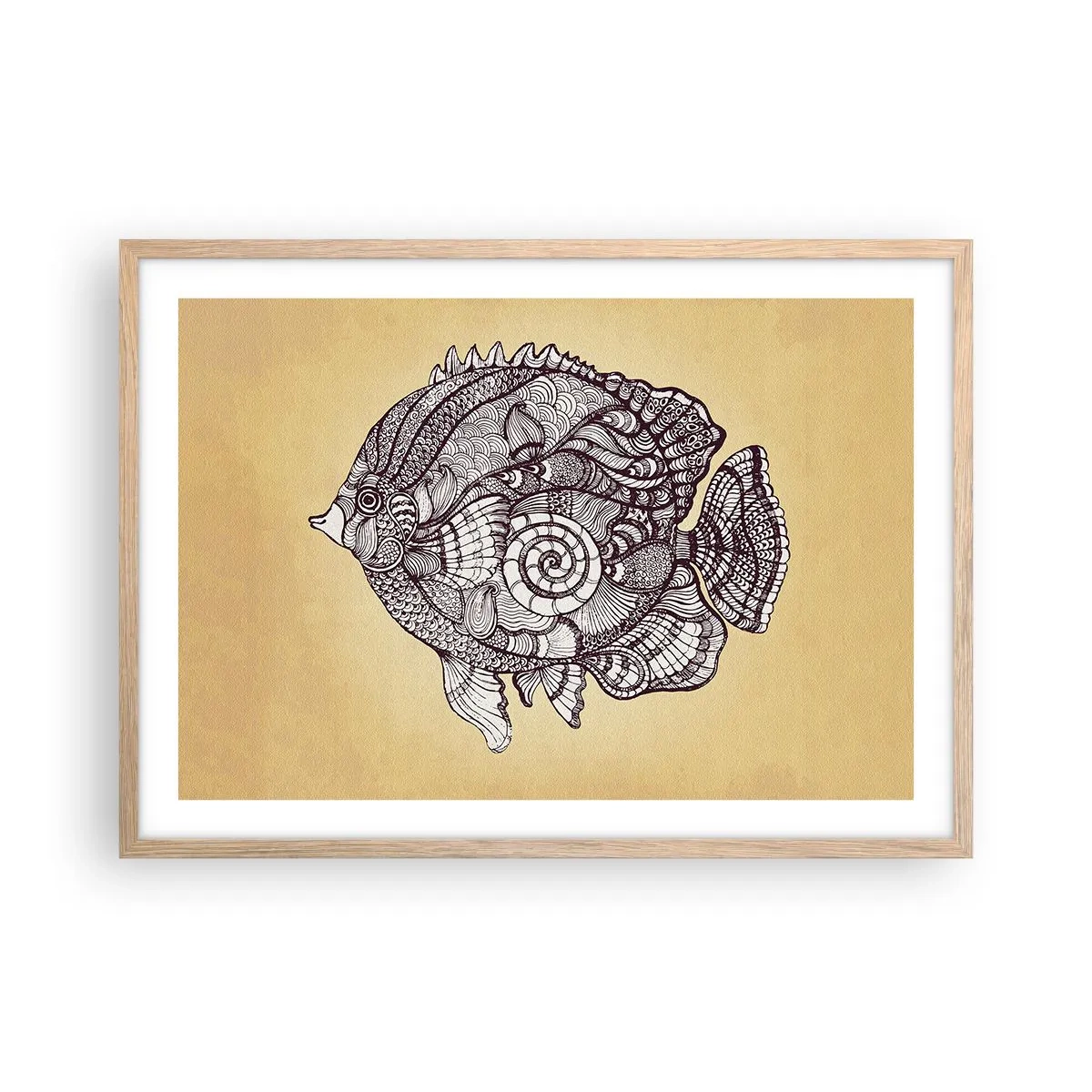 Póster en marco roble claro - De un océano de ornamentos - 70x50 cm