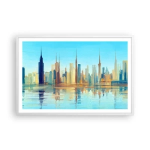 Póster en marco blanco - Metrópolis soleada - 91x61 cm
