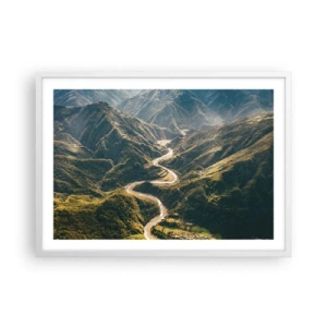 Póster en marco blanco - Directamente desde el corazón de las montañas - 70x50 cm