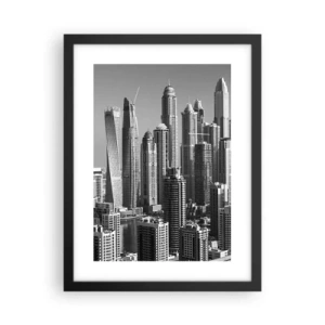 Póster en marco negro - Ciudad sobre el desierto - 30x40 cm