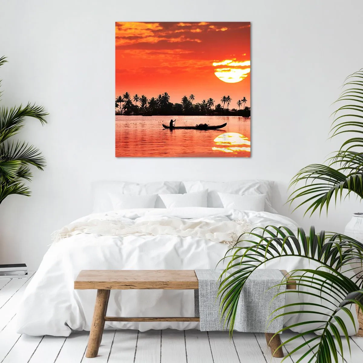 Cuadro sobre lienzo - Impresión de Imagen - La paz de los trópicos al atardecer - 70x70 cm
