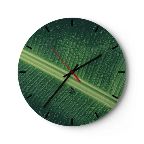 Reloj de pared - Reloj de vidrio - Estructura del verde - 40x40 cm