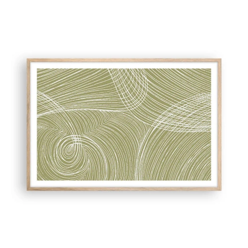 Póster en marco roble claro - Abstracción intrincada en blanco - 91x61 cm