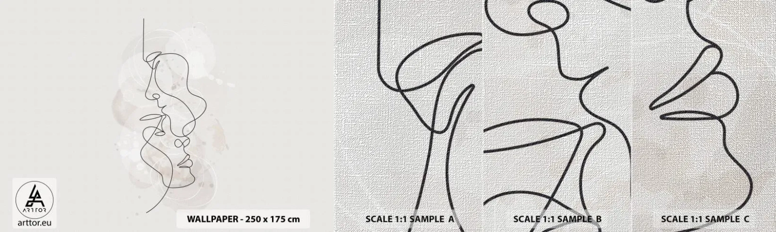 Muestra de fotomural Premium Canvas - En un abrazo - Abstracción, Hombre, Mujer - 100x30 cm