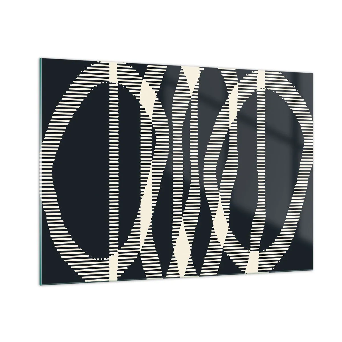 Cuadro sobre vidrio - Impresiones sobre Vidrio - Líneas geométricas en tonos negros y beige. - 100x70cm - Un intento de romper la oscuridad - Decoración de pared moderna para salón y dormitorio ARTTOR