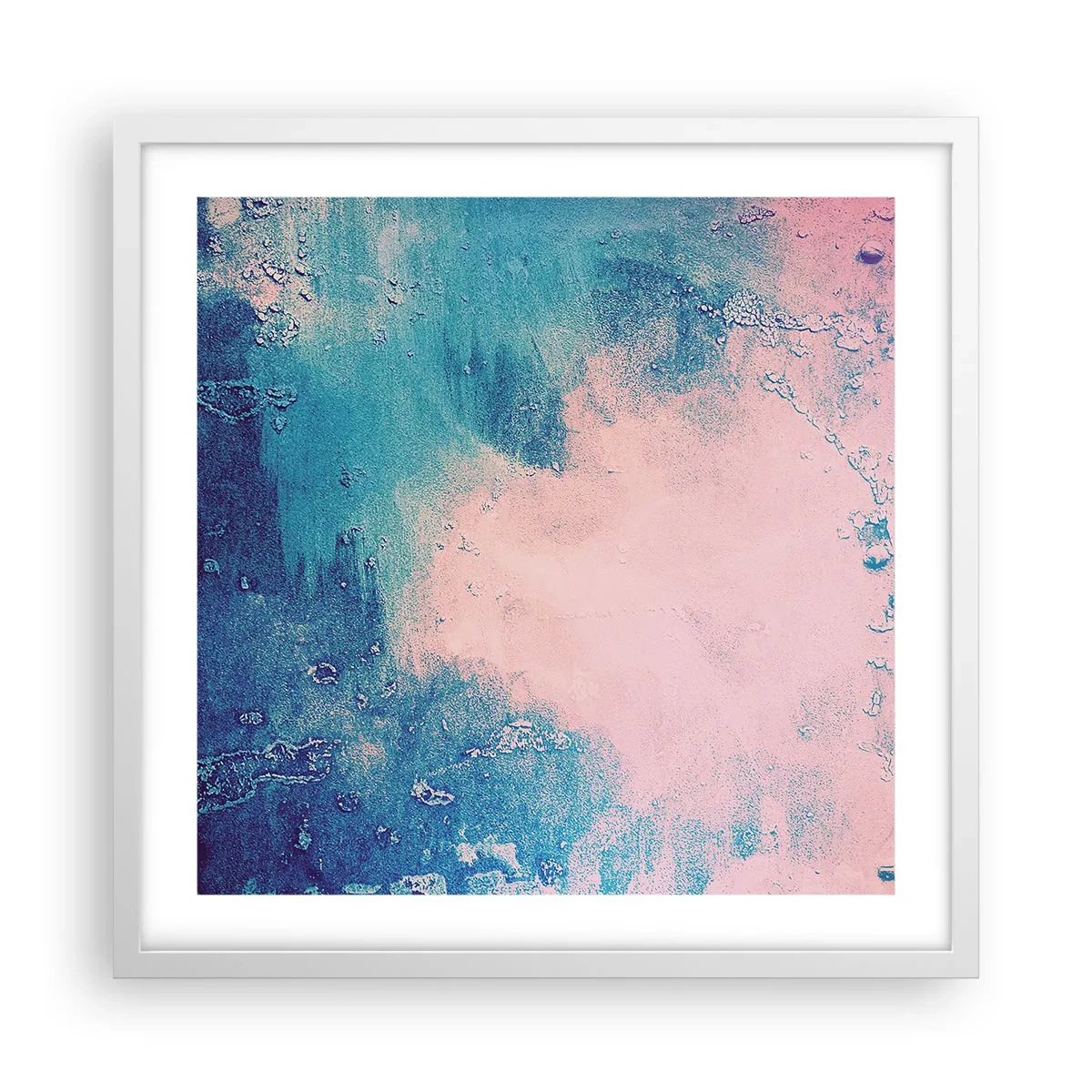 Póster en marco blanco - Abrazo azul - 50x50 cm