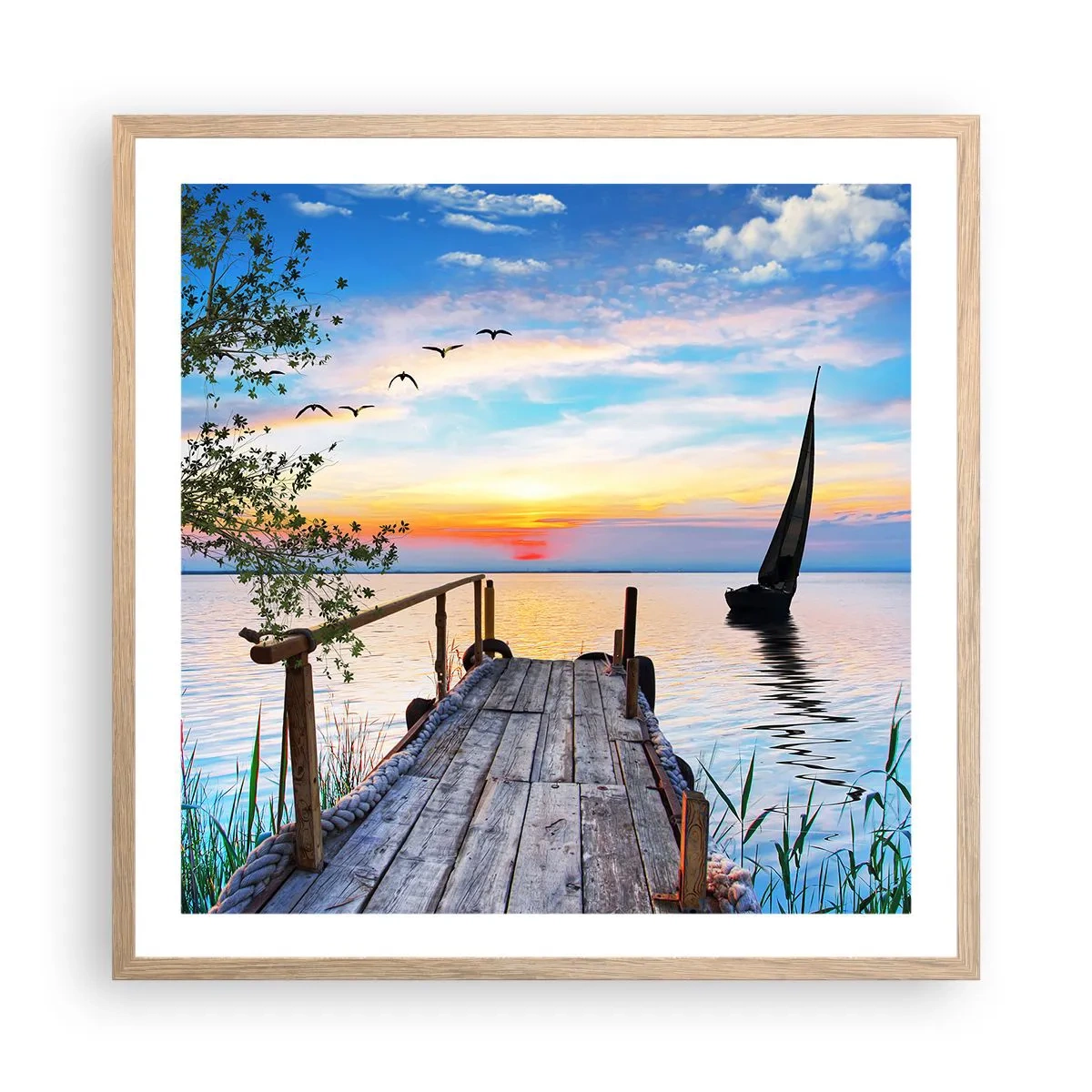 Póster en marco roble claro - Que llegue la noche - 60x60 cm