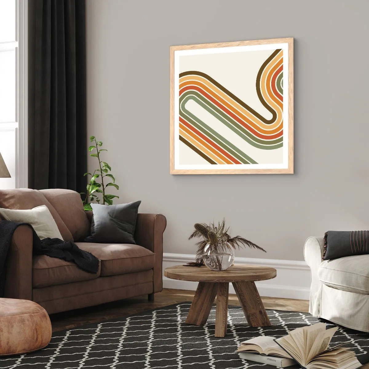 Póster en marco roble claro - Zigzagueando hasta su destino - 50x50 cm