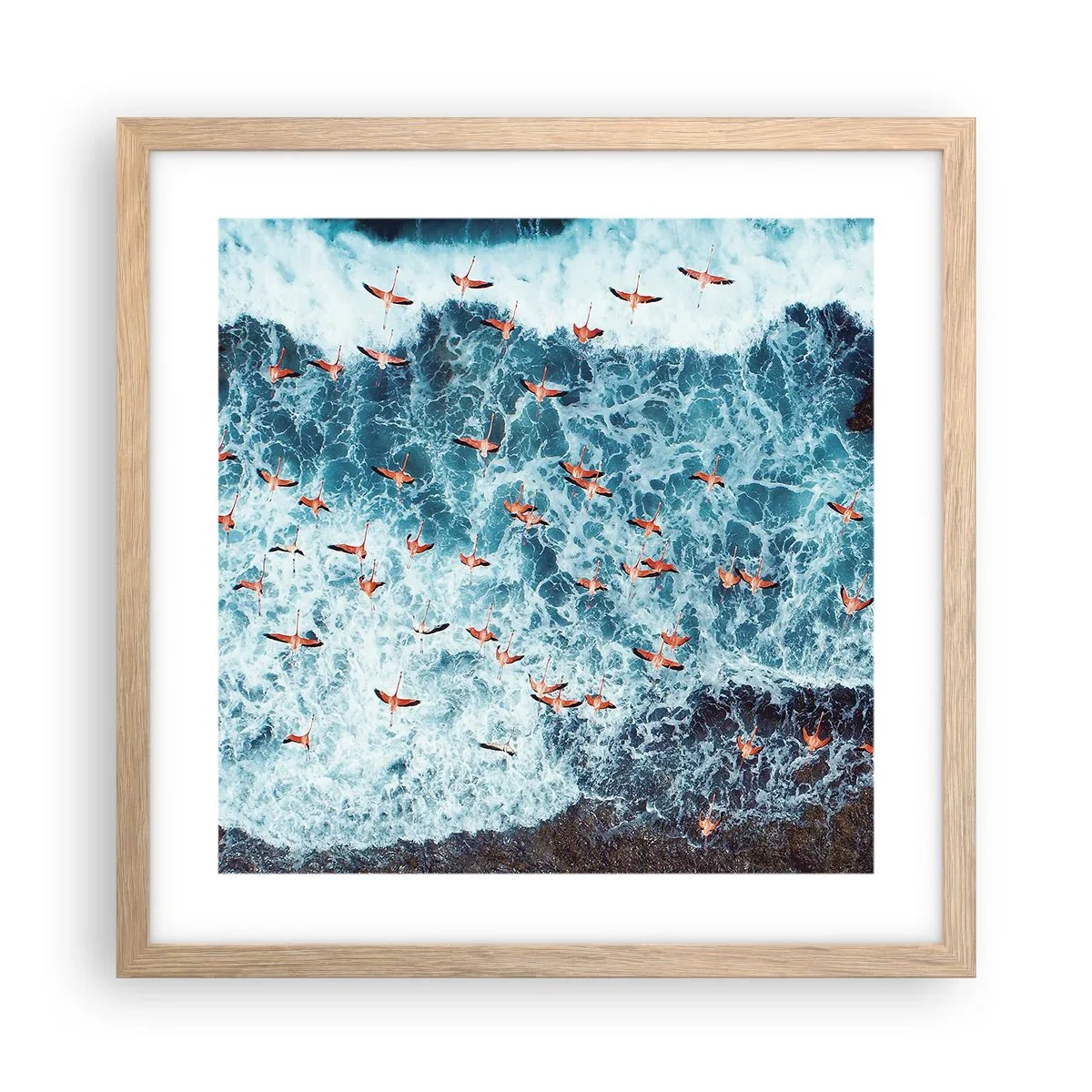 Póster en marco roble claro - Un desfile marítimo - 40x40 cm