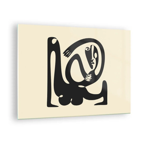 Cuadro sobre vidrio - Impresiones sobre Vidrio - Retrato abstracto en un estilo que recuerda a Picasso - 70x50cm - Casi Picasso - Decoración de pared moderna para salón y dormitorio ARTTOR