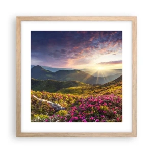 Póster en marco roble claro - La frescura de una mañana de montaña - 40x40 cm