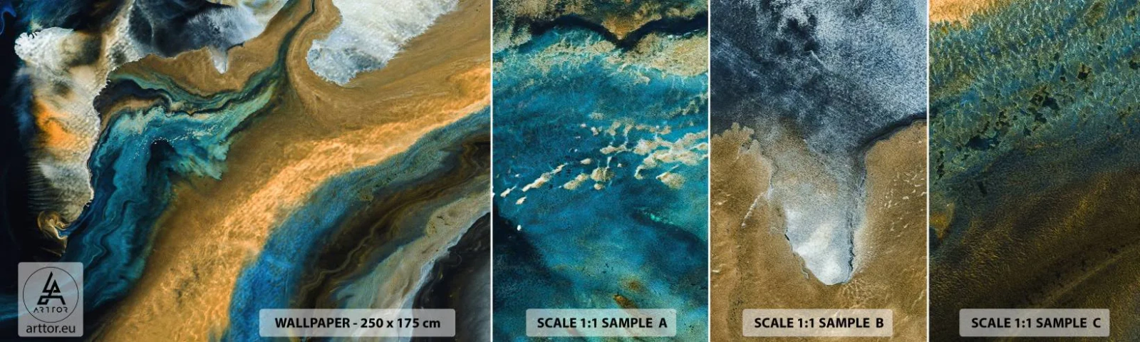 Muestra De Fotomural Standard Eco - Azul - amarillo - influencia mutua - Abstracción, Pedazo, Gráficos - 100x30 cm