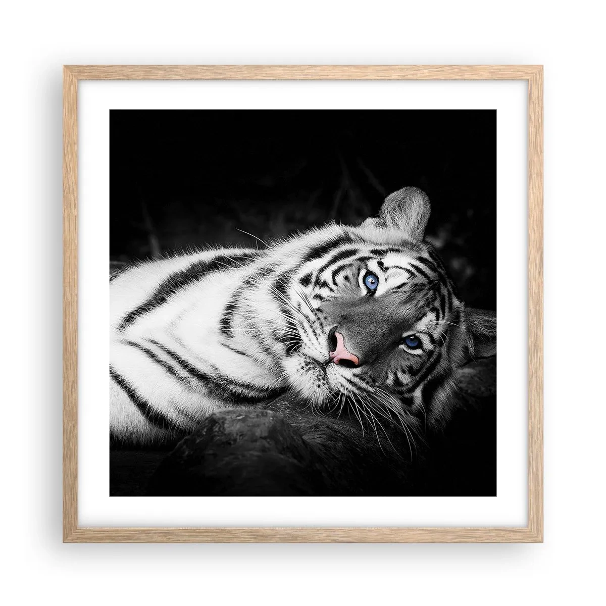 Póster en marco roble claro - Salvaje y tranquilo - 50x50 cm