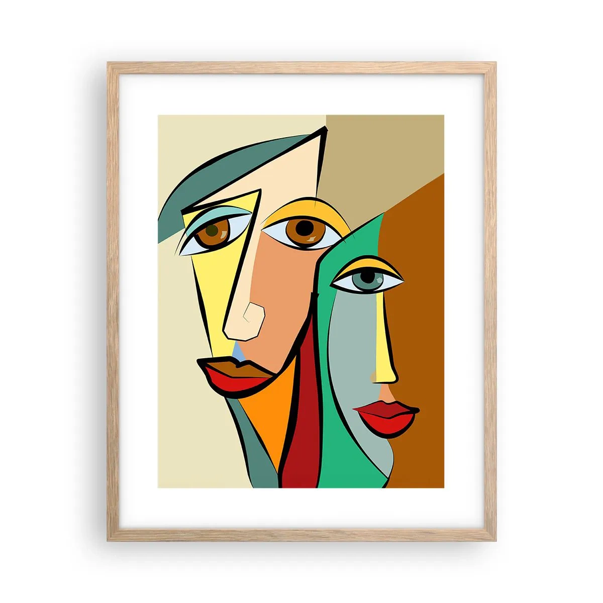 Póster en marco roble claro - Pareja cubista - 40x50 cm