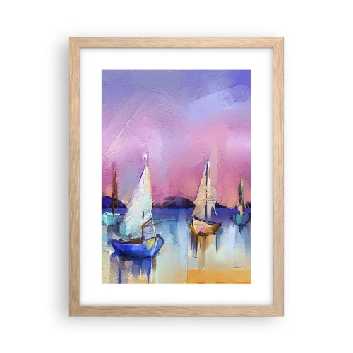 Póster en marco roble claro - Dirección alta mar - 30x40 cm