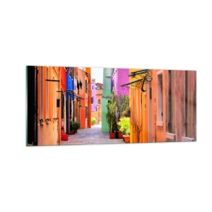 Cuadro sobre vidrio - Impresiones sobre Vidrio - El callejón arco iris - 100x40 cm