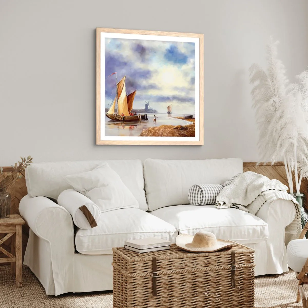 Póster en marco roble claro - El regreso de los marineros - 50x50 cm