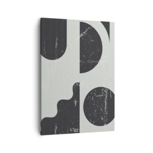 Cuadro sobre lienzo - Impresión de Imagen - Patrones geométricos en tonos negros y grises. - 50x70cm - Composición arriba y abajo - Decoración de pared moderna para salón y dormitorio ARTTOR