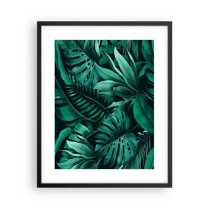 Póster en marco negro - Profundidad del verde tropical - 40x50 cm