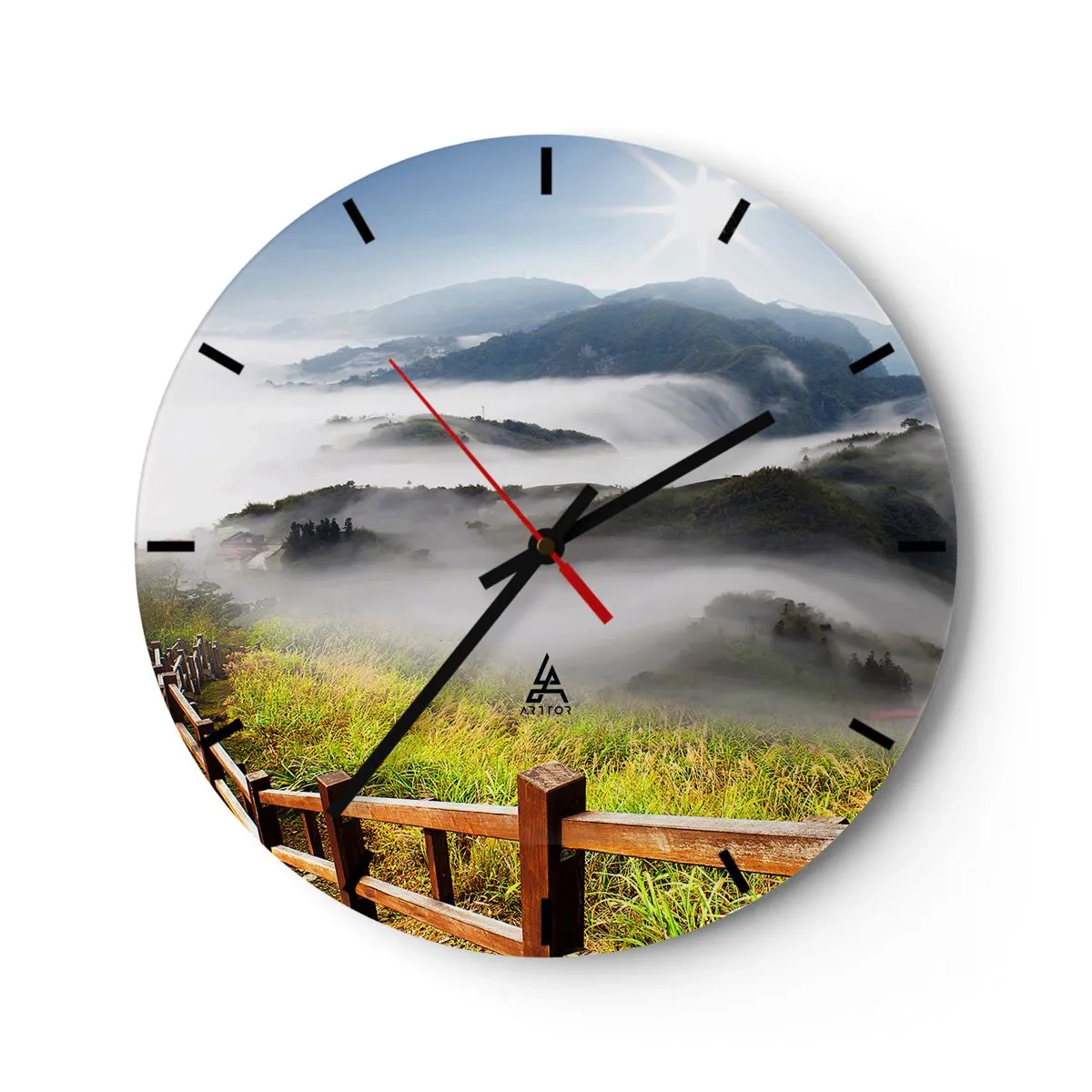 Reloj de pared - Reloj de vidrio - Tejido de resplandor y niebla - 40x40 cm