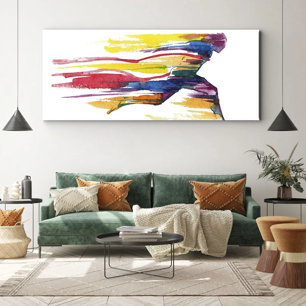 Cuadro sobre lienzo - Impresión de Imagen - Corre a través del arco iris - 90x30 cm