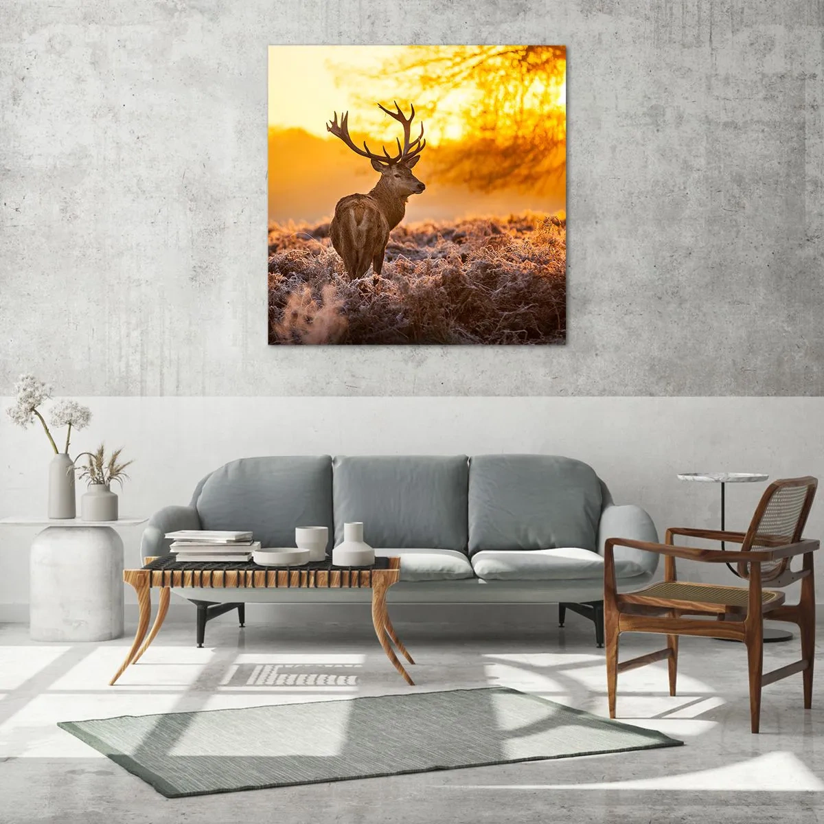 Cuadro sobre vidrio - Impresiones sobre Vidrio - Rey del bosque de otoño - 60x60 cm