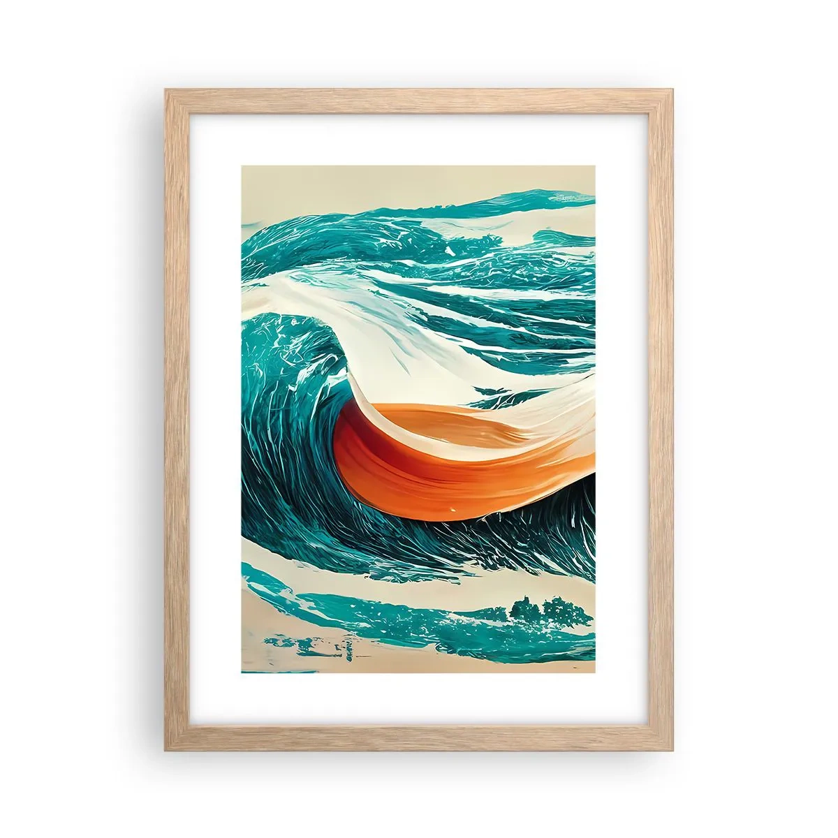 Póster en marco roble claro - El sueño de un surfista - 30x40 cm