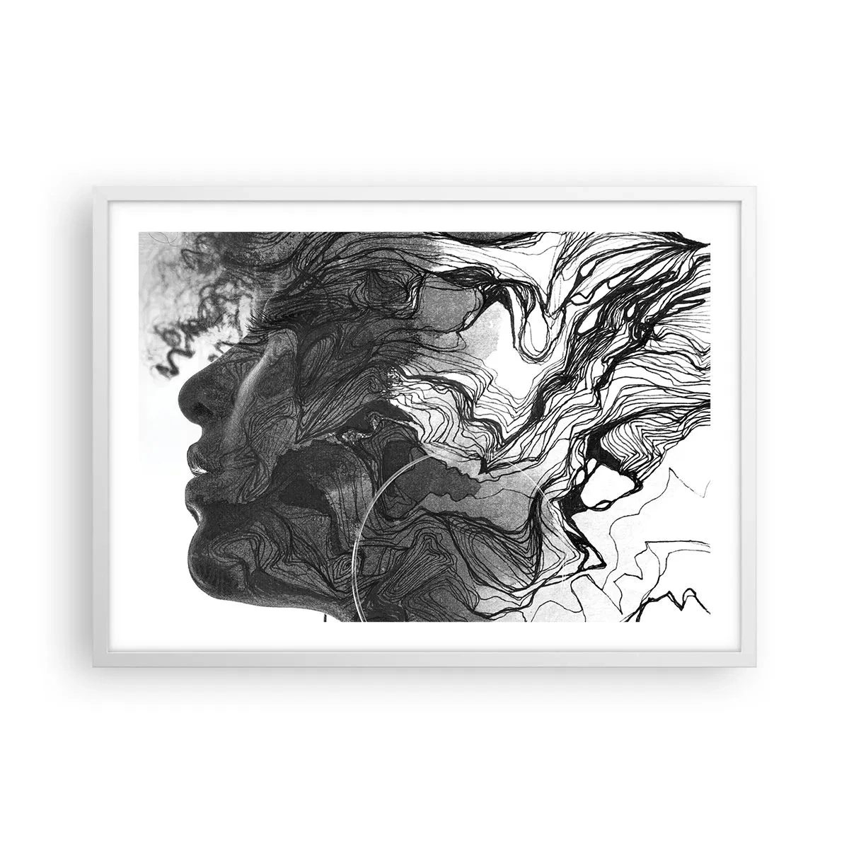 Póster en marco blanco - Enredada en sueños - 70x50 cm