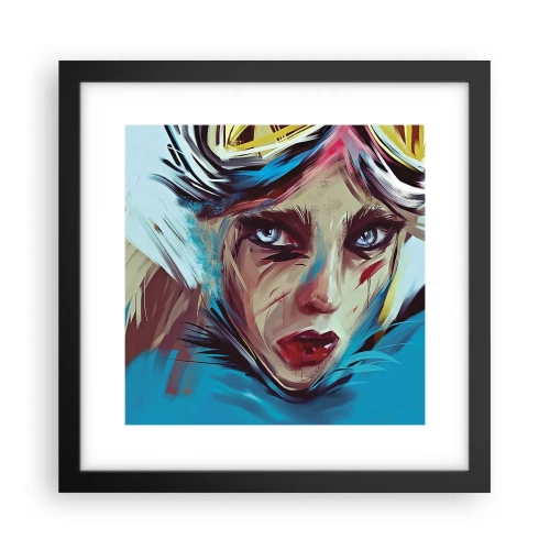 Póster en marco negro - Guerrera colorida - 30x30 cm