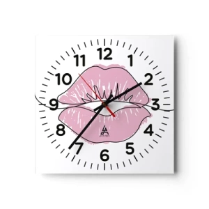 Reloj de pared - Reloj de vidrio - ¿Listo para un beso? - 40x40 cm