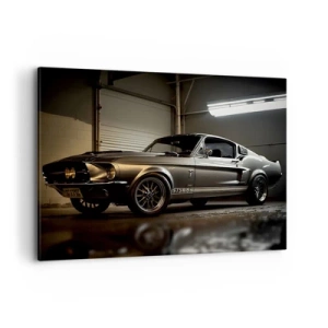 Cuadro sobre lienzo - Impresión de Imagen - Coche clásico en garaje retro - 100x70cm - Un retorno al pasado - Decoración de pared moderna para salón y dormitorio ARTTOR