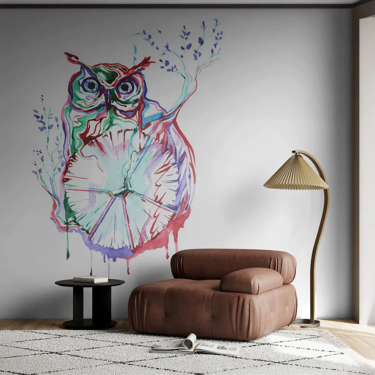 Fotomural Standard Eco - Sabio por naturaleza - Pájaro, Búho, Para niños - 200x140 cm