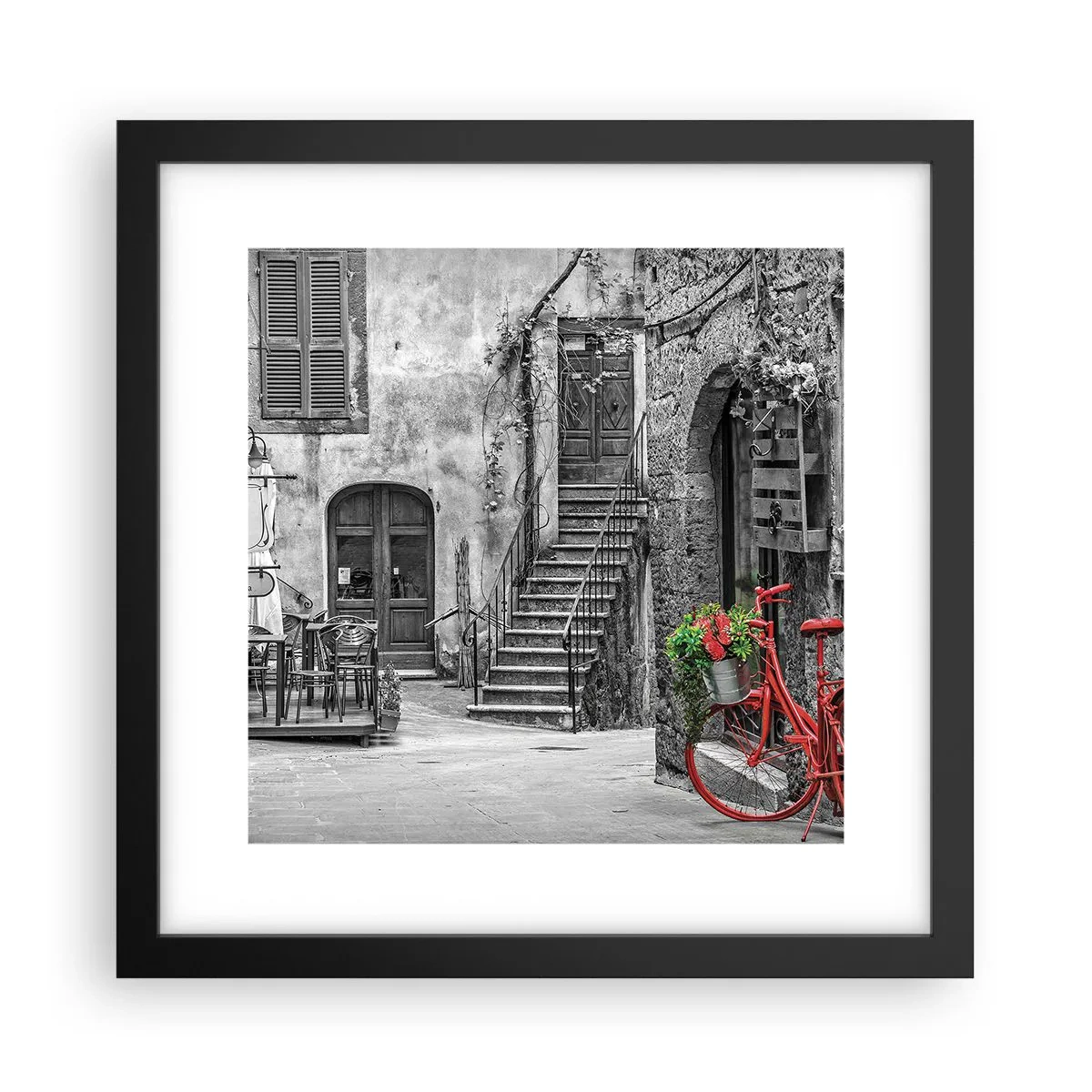 Póster en marco negro - Callejón de la Toscana - 30x30 cm