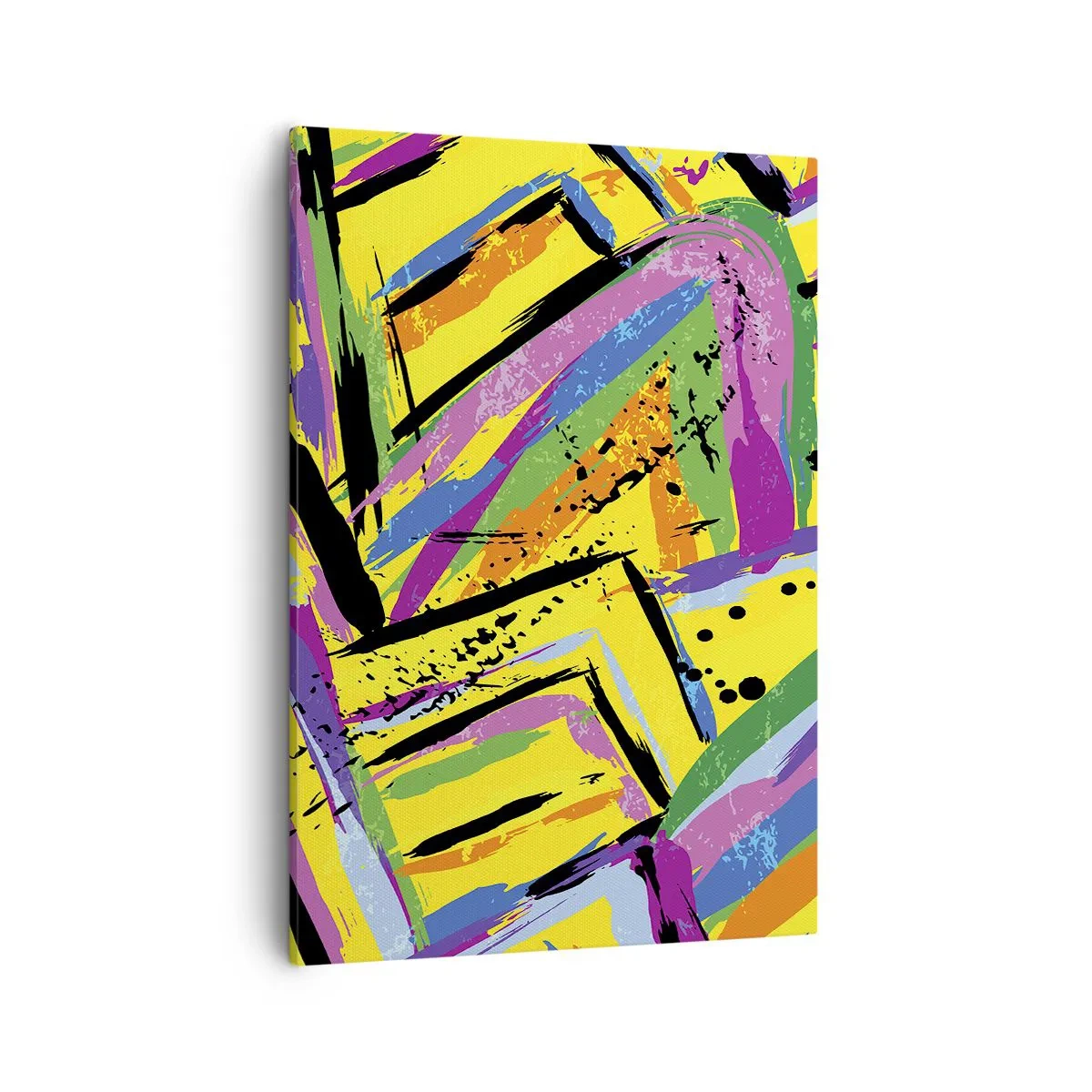 Cuadro sobre lienzo - Impresión de Imagen - Abstracción vívida en colores brillantes y formas dinámicas. - 50x70cm - Grita de alegría - Decoración de pared moderna para salón y dormitorio ARTTOR