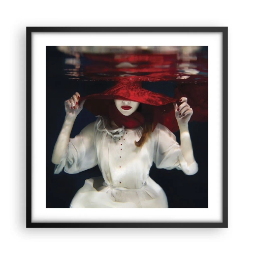 Póster en marco negro - Blanco y rojo - 50x50 cm
