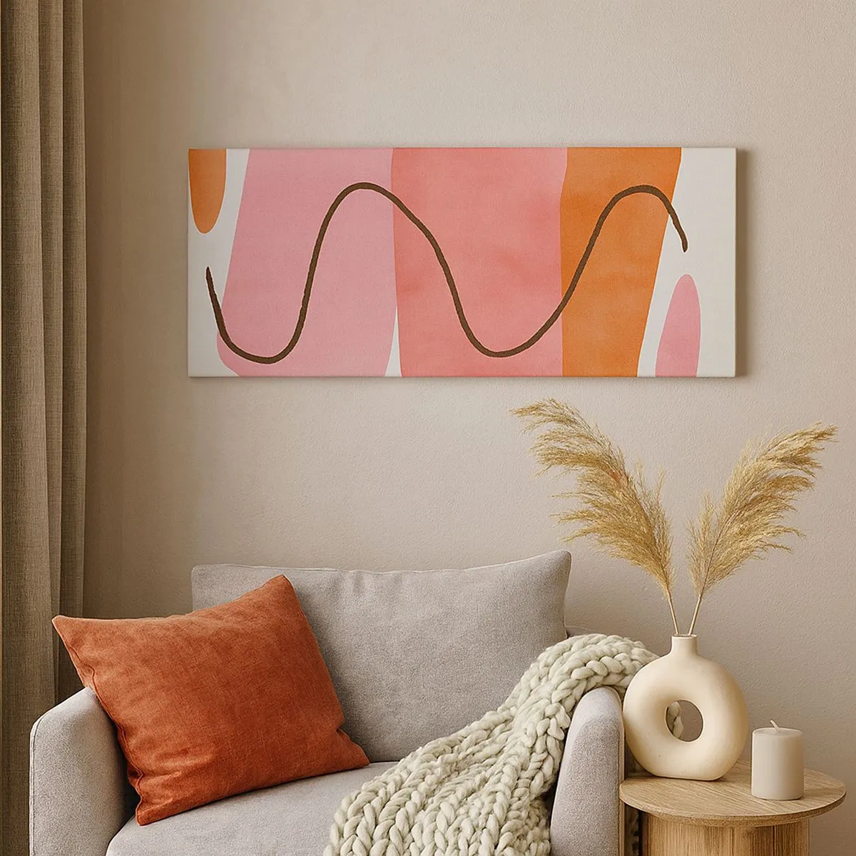 Cuadro sobre lienzo - Impresión de Imagen - Suave movimiento de formas - 100x40 cm