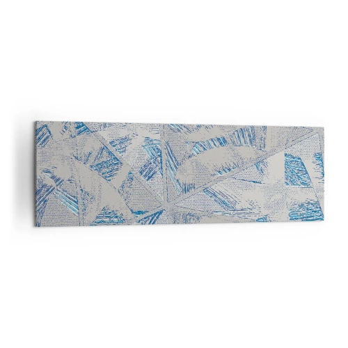Cuadro sobre lienzo - Impresión de Imagen - Patrones geométricos en tonos azules y grises. - 160x50cm - En un laberinto gris azulado - Decoración de pared moderna para salón y dormitorio ARTTOR