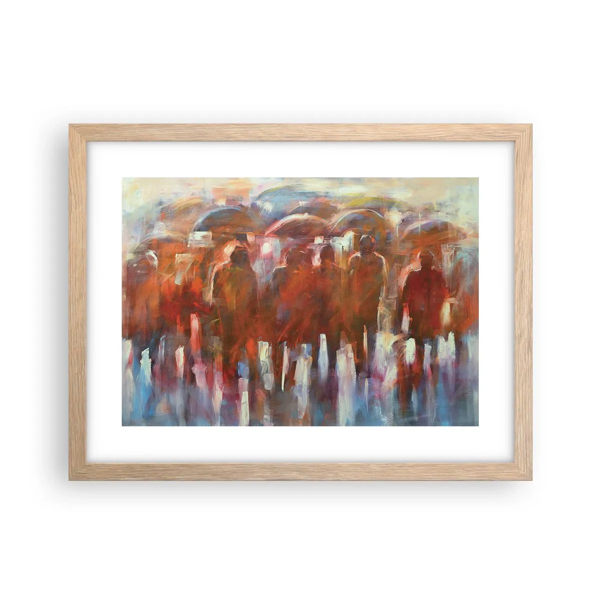 Póster en marco roble claro - Iguales entre la niebla - 40x30 cm