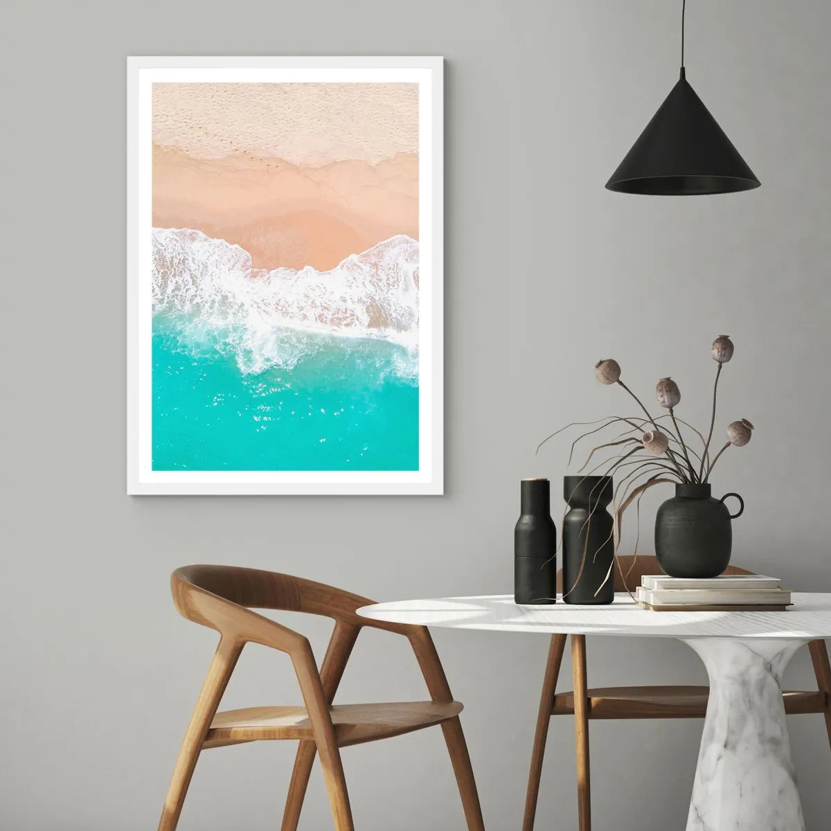 Póster en marco blanco - Un toque acariciador - 50x70 cm