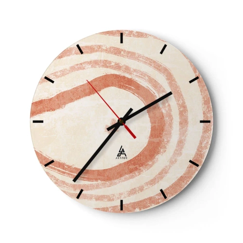 Reloj de pared - Reloj de vidrio - Círculos de coral abstractos sobre un fondo claro - 30x30cm - Círculos de coral - composición - Decoración de pared moderna para salón, cocina y dormitorio ARTTOR