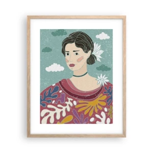 Póster en marco roble claro - Con melancolía en la mirada - 40x50 cm