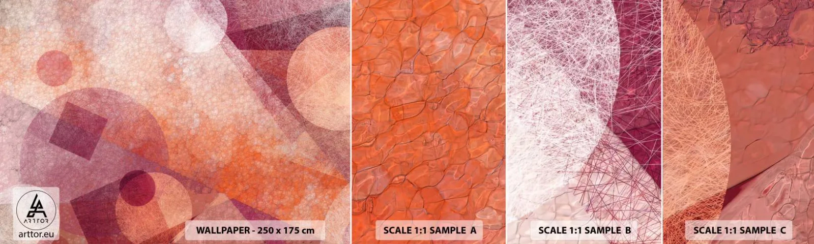 Muestra De Fotomural Standard Eco - Transformaciones geométricas en rosa - Abstracción, Pedazo, Patrón moderno - 100x30 cm